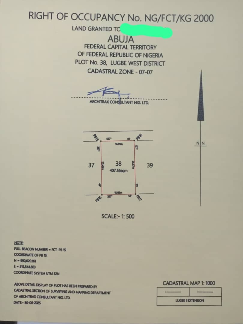 400sqm Land for Sale in Lugbe, FCT