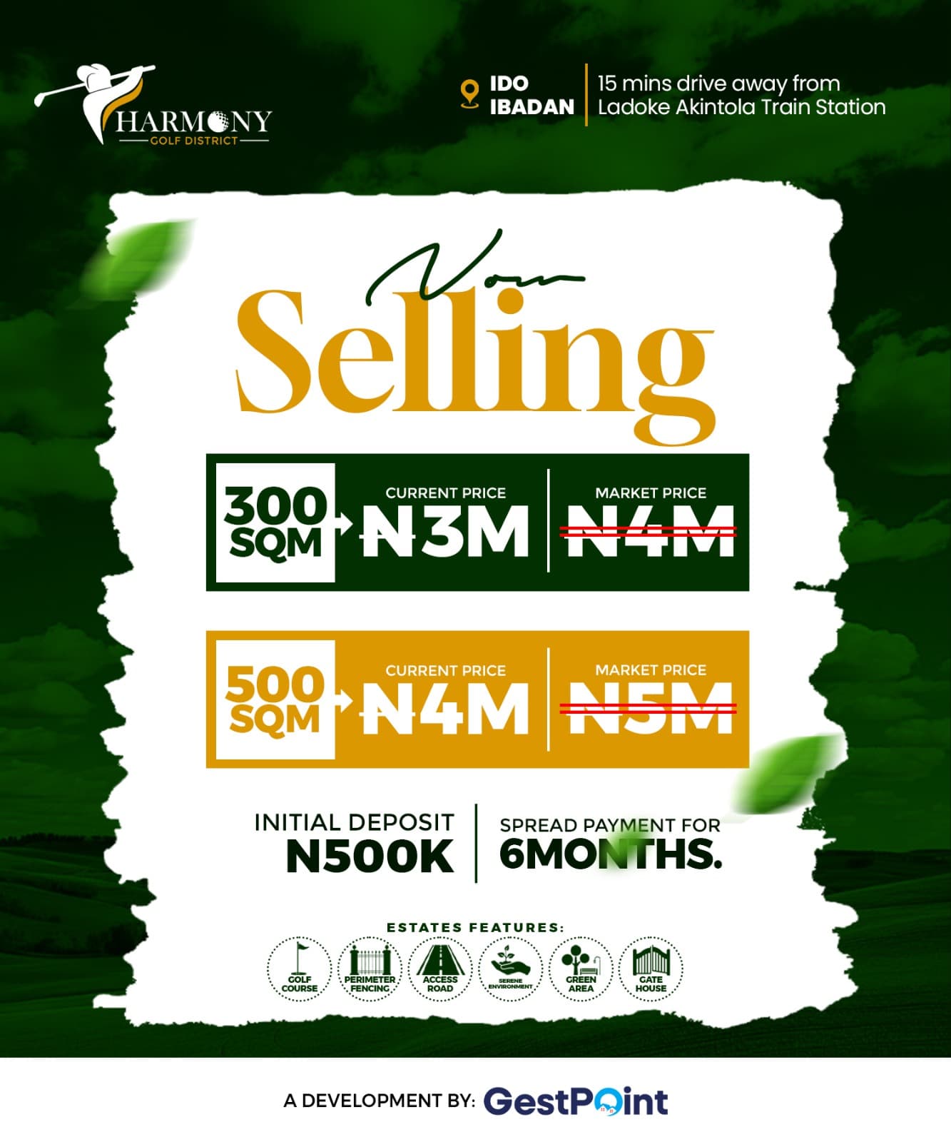 300 sqm Land for Sale at Harmony Golf District, Ibadan